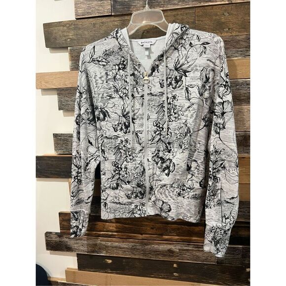ATHLETA Balance Eden Floral Zipped Jacket Hoodie Sweatshirt Sz M - Picture 3 of 8